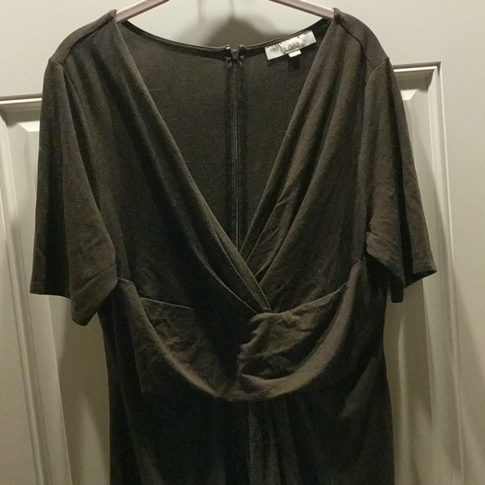 Ann Taylor Loft Jersey Dress Gray Brown XL